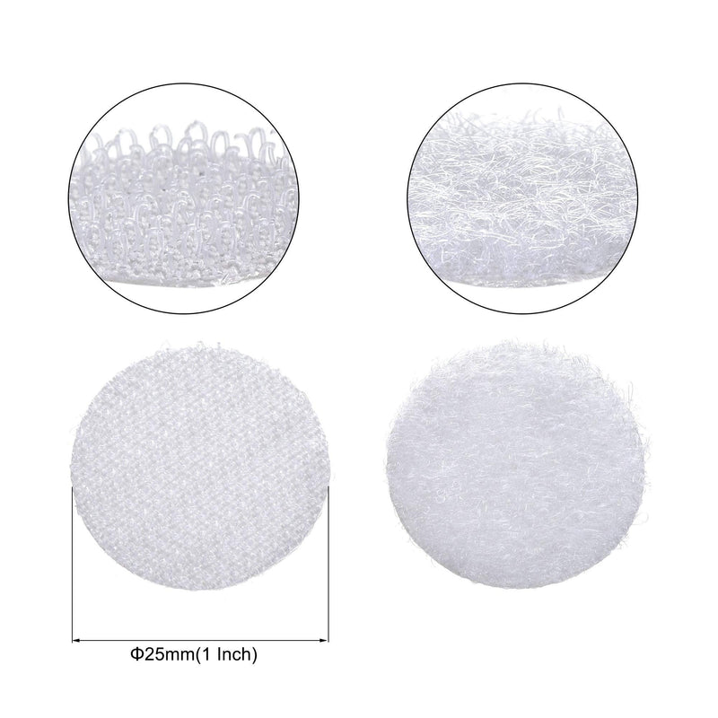  [AUSTRALIA] - uxcell Self Adhesive Dots 25mm 1 Inch Diameter Hook and Loop Tapes Coins White Nylon Sticky Glue for Office Home 100 Pairs