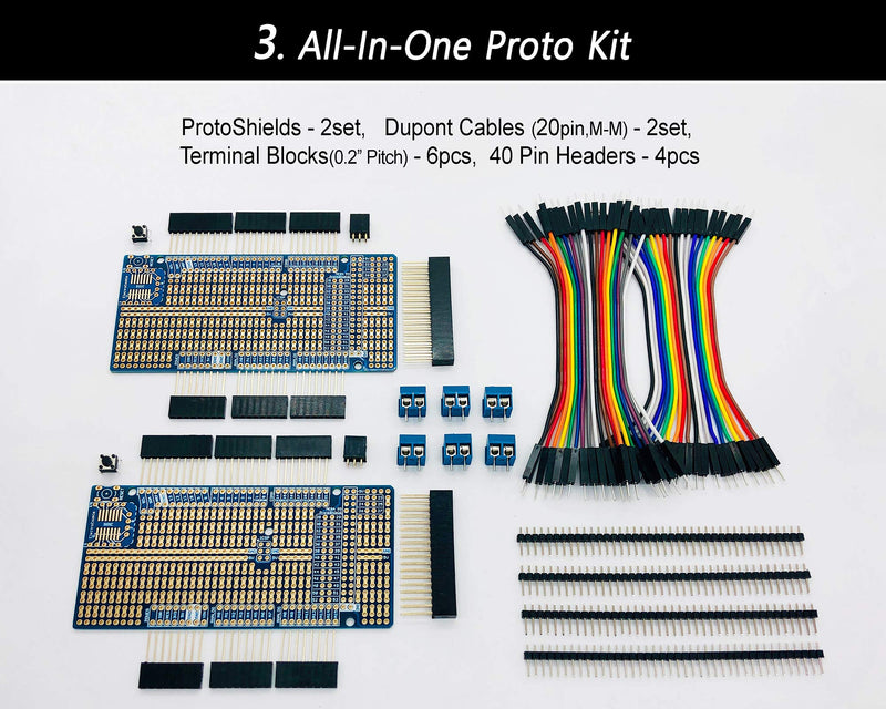  [AUSTRALIA] - ElectroCookie Proto Shield Kit Compatible with Arduino Mega R3, Stackable DIY Expansion Prototype PCB (2 Pack)