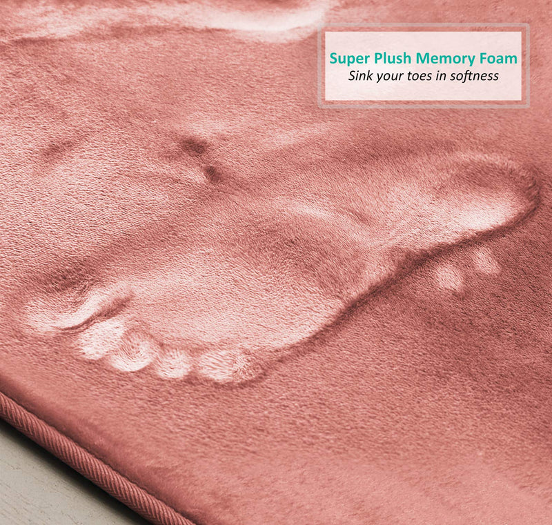  [AUSTRALIA] - Clara Clark Memory Foam Bath Mat Ultra Soft Non Slip and Absorbent Bathroom Rug, Contour Size - Misty Rose
