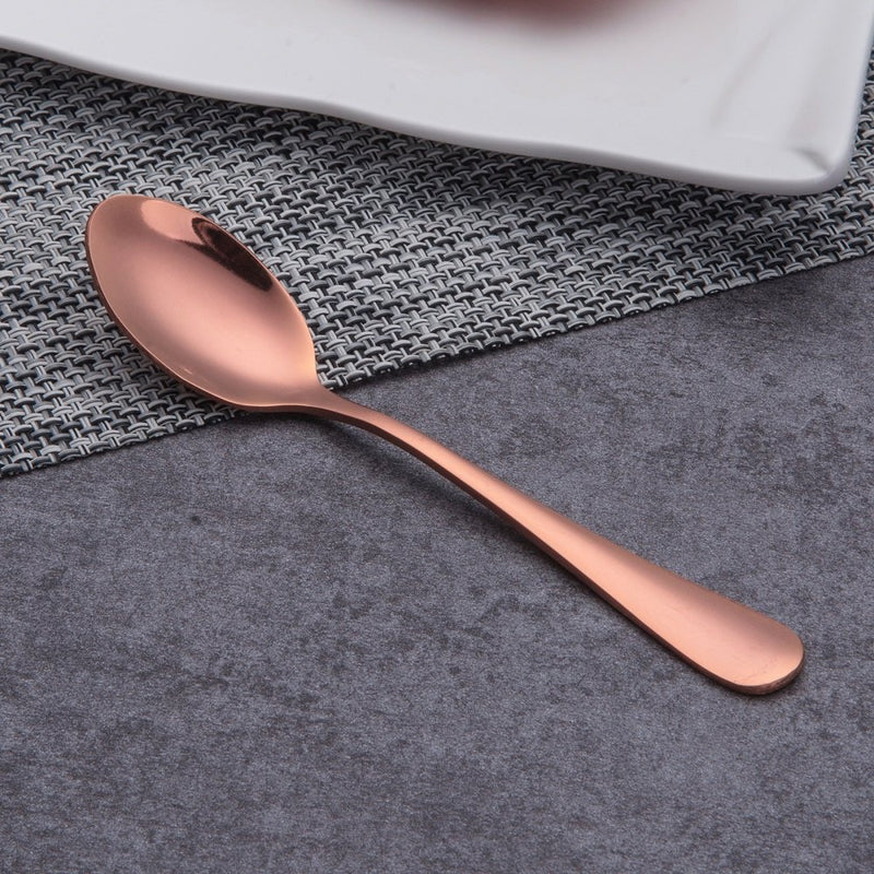  [AUSTRALIA] - Berglander Rose Gold Silverware Set, 20 Piece Stainless Steel Copper Flatware Set Cutlery Sets, Service for 4 (Shiny Rose Gold)