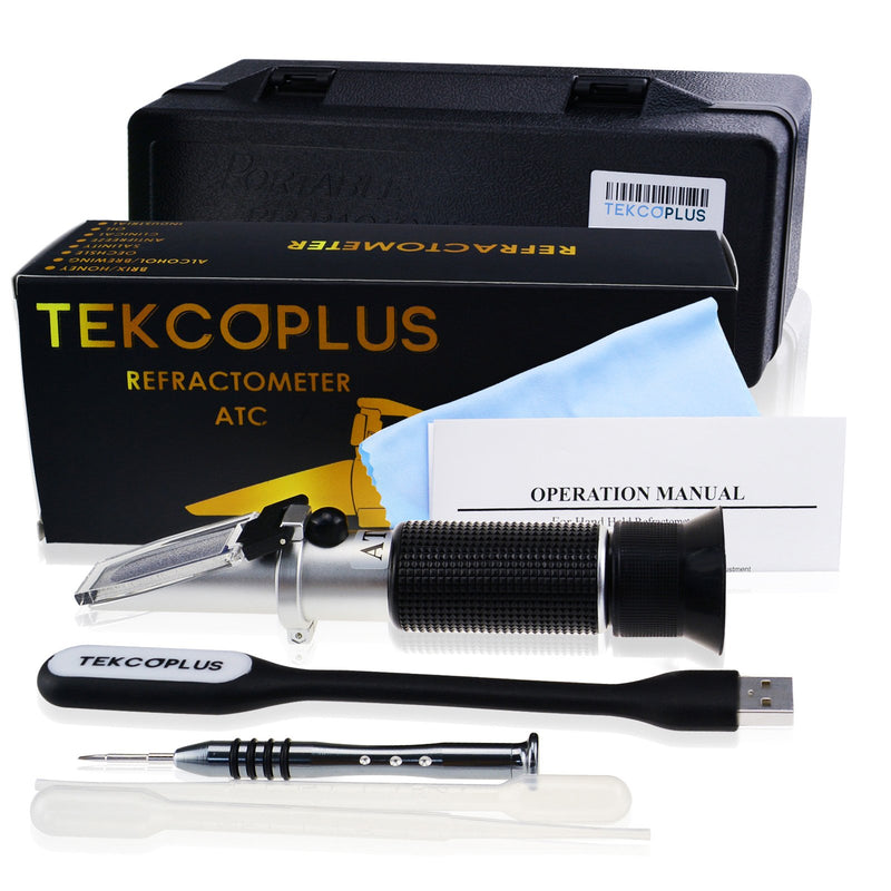 Clinical Refractometer ATC Tri-Scale Serum Protein 0-12 g/100ml Urine Specific Gravity SG 1.000-1.050 Refractive Index 1.333-1.360RI w/Extra LED Light & Pipette Urine SG / Serum Protein / Refractive Index - LeoForward Australia