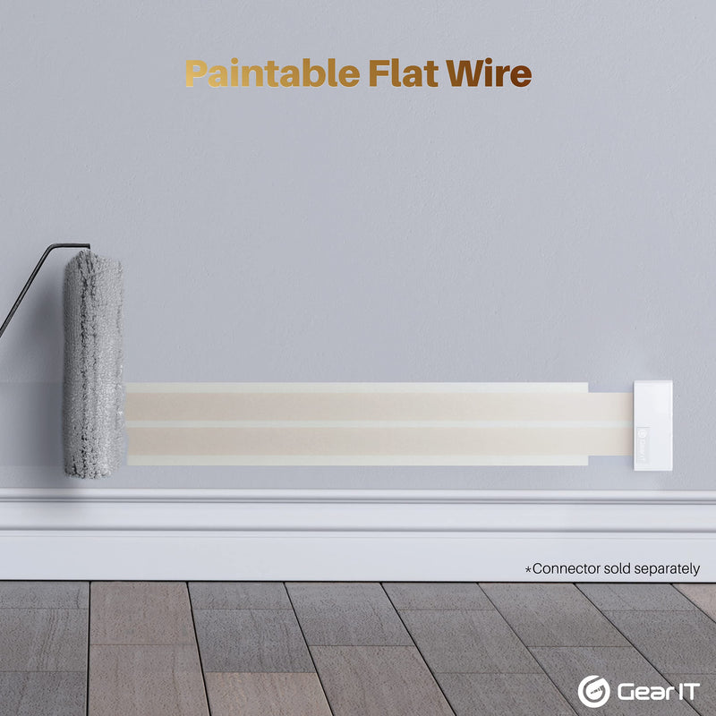  [AUSTRALIA] - GearIT 16 AWG Invisible Flat Speaker Wire (25 Feet) 3M Self-Adhesive, 2 Conductor, Hidden Flat Wire, Paintable Speaker Wire, Flat Low Voltage Wire in White, 16 Gauge, 25 Ft 25 Feet