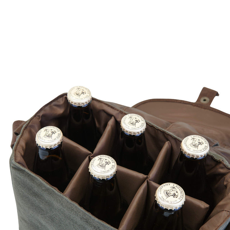  [AUSTRALIA] - LEGACY - a Picnic Time Brand 6-Bottle Beer Caddy with Integrated Bottle Opener, Khaki Green/Brown