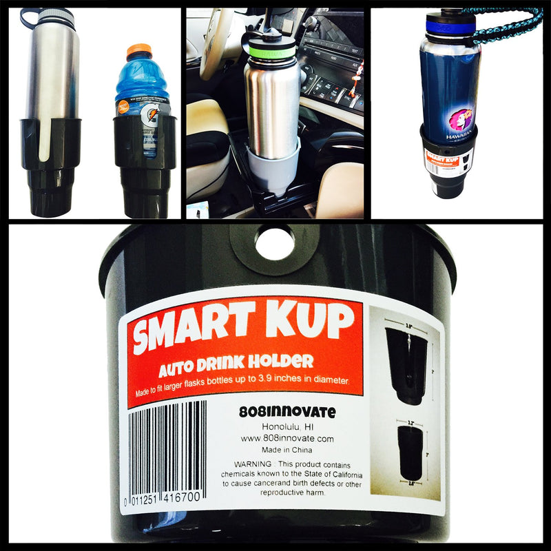  [AUSTRALIA] - SMART KUP Car Cup Holder for Hydro Flasks 32 oz and 40 oz, Nalgene 32 oz and Other Large Bottles up to 3.8 inches Wide. 3 inch Upper Cup Will Hold Your Items Unlike The competitors.Black Black