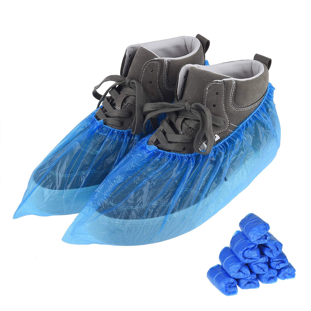  [AUSTRALIA] - 100 PCS（50 Pairs）Shoe Covers Disposable, Green Convenience, Recyclable, Boot Cover, Waterproof, Non slip, Dust proof, One Size Fit All, Durable CPE Material, Blue, Protect Your Shoes, Floor, Carpet