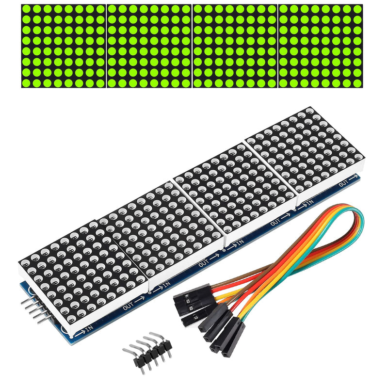  [AUSTRALIA] - AOICRIE 2PCS MAX7219 Dot Matrix Module for Arduino Microcontroller 4 in 1 Display with 5pin Line for Arduino Raspberry Pi (Green) Green