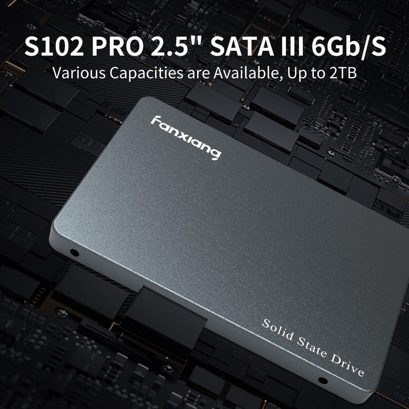  [AUSTRALIA] - Fanxiang S102 Pro 1TB SSD SATA III 6Gb/s 2.5" SSD Internal Solid State Drive, Read Speed up to 560MB/s, Aluminum Shell, Compatible with Laptop and PC Desktops(Black) Upgrade Model