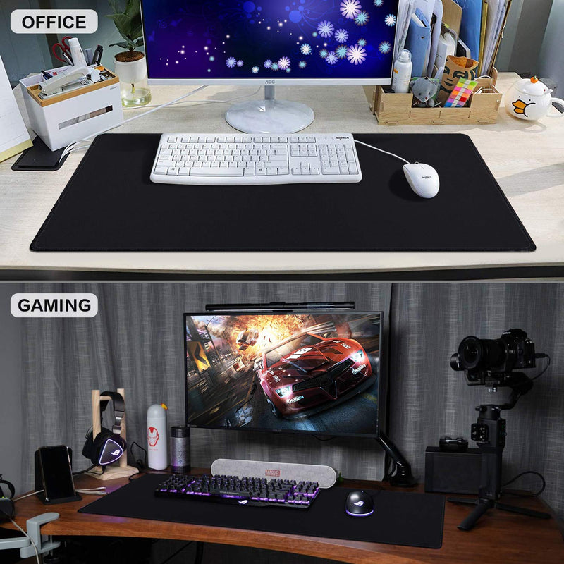 Extended Mouse Pad, Canjoy Gaming Mouse Pad, XXL Large Big Computer Keyboard Mouse Mat Desk Pad with Non-Slip Rubber Base and Stitched Edge for Home Office Gaming Work, 31.5x15.7x0.12inch, Black… - LeoForward Australia