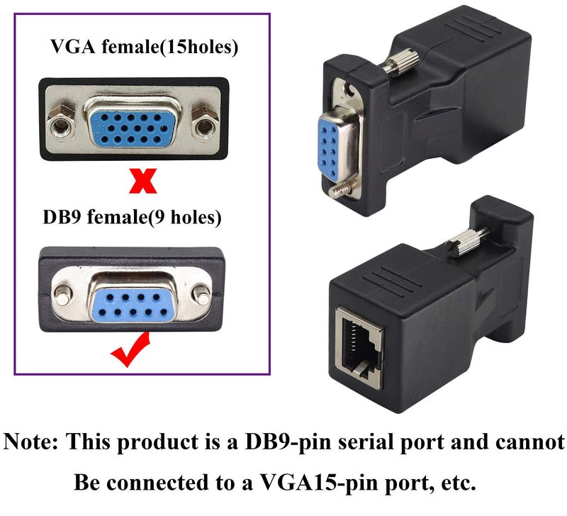  [AUSTRALIA] - AAOTOKK RS232 DB9 to RJ45 Converter RJ45 Female to DP9 9-Pin Serial Port RS232 Female Extender Adapter for Computer,Digital Machine Code Printer Transmission Distance Cable Adapter (2 Pack-Female)