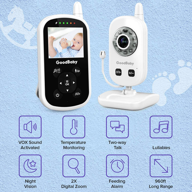Video Baby Monitor with Camera and Audio - Auto Night Vision,Two-Way Talk, Temperature Monitor, VOX Mode, Lullabies, 960ft Range and Long Battery Life - LeoForward Australia