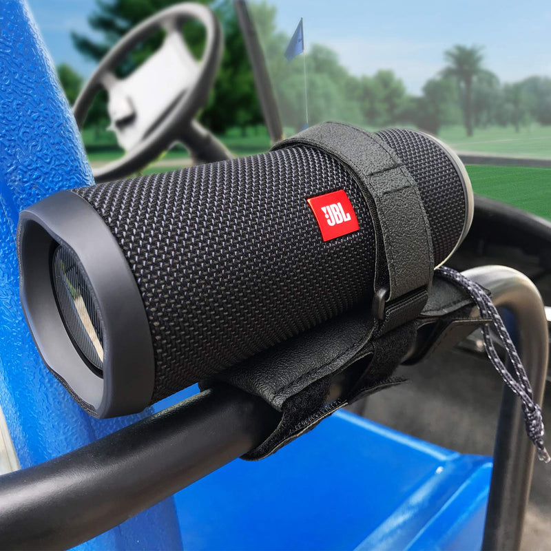  [AUSTRALIA] - HomeMount Golf Cart Speaker Mount - Golf Cart Accessories Adjustable Strap Speaker Holder Compatible with JBL Flip 4/JBL Flip 5 Etc Most Portable Speakers Black