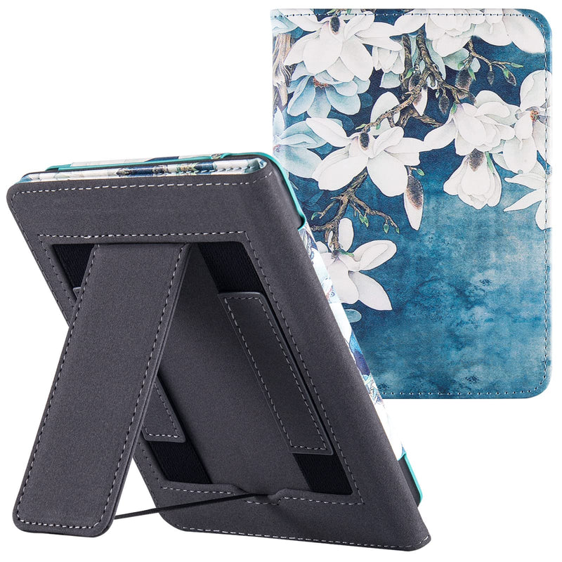  [AUSTRALIA] - BOZHUORUI Stand Case for 6.8" Kindle Paperwhite (11th Generation - 2021) and Kindle Paperwhite Signature Edition - PU Leather Sleeve Cover with Two Hand Straps and Auto Sleep/Wake Magnolia