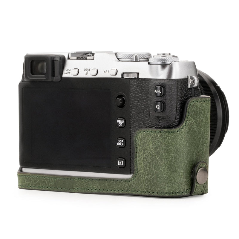  [AUSTRALIA] - MegaGear MG1344 Ever Ready Genuine Leather Camera Half Case & Strap Fujifilm X-E3 with Battery Access, Green