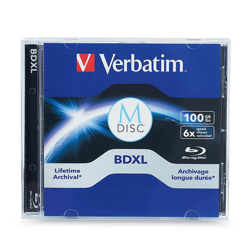  [AUSTRALIA] - Verbatim BD-R 25GB 16X Blu-ray Recordable Media Disc - 10 Pack Spindle - 97238 & M-Disc BDXL 100GB 6X with Branded Surface - 1pk Jewel Case 10pk Spindle Media Disc + M-Disc BDXL