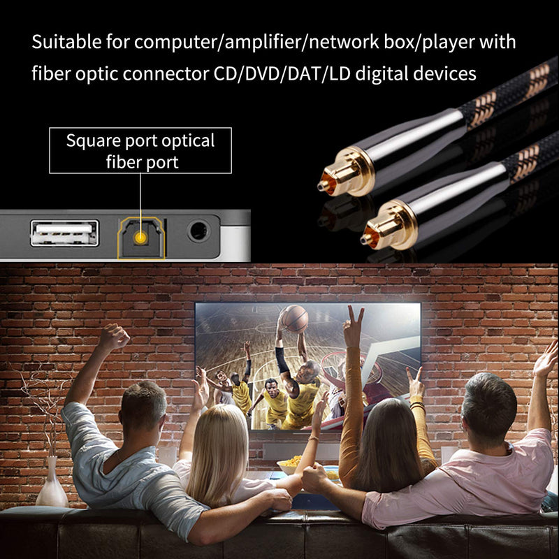  [AUSTRALIA] - SKW Optical Digital Audio Cable Home Theater Fiber Optic Toslink Male to Male Gold Plated Optical Cables (S/PDIF) - Metal Connectors, Glass Core, Nylon Braided 10ft/3M 10 Feet Black