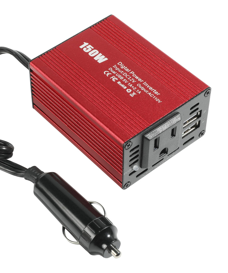  [AUSTRALIA] - AOCISKA 150W Power Inverter,Car Truck RV Inverter,12V DC to 110V AC Converter Vehicle Adapter Plug Outlet with 3.1A Dual USB Charging Ports,Car Charger Adapter for Laptop Computer.