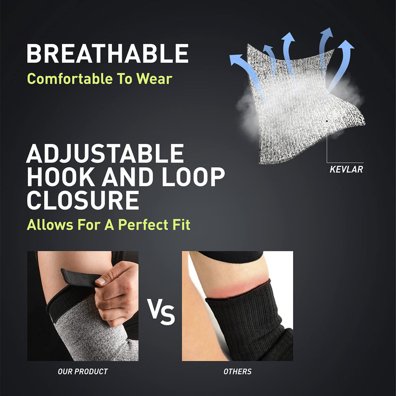  [AUSTRALIA] - Kevlar-Sleeves Arm Protectors for Thin Skin and Bruising, Cut Resistant Sleeves with Thumb Hole for Welding, Gardening, Kitchen, Arm Guards for Biting, Pet Grooming, 1 Pair, Grey One Size