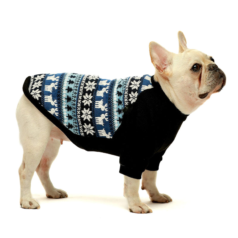 Fitwarm Dog Winter Sweater Knitwear Greygrids Pet Winter Clothes Doggie Outifts Thermal Clothes Grey Blue Snowflake X-Small - LeoForward Australia