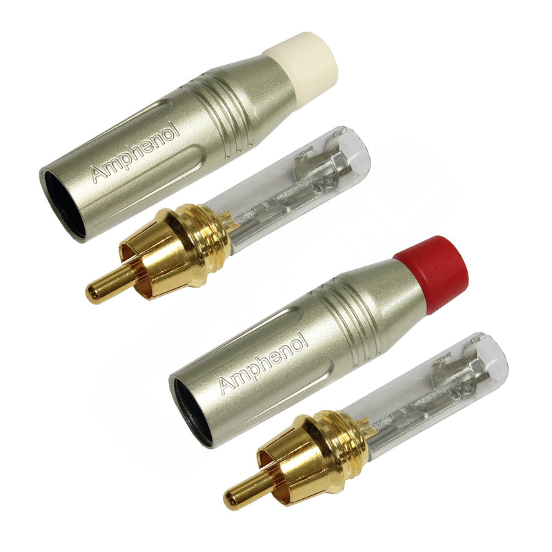 0.5 Foot RCA Cable Pair - Gotham GAC-4/1 (Black) Star-Quad Audio Interconnect Cable with Amphenol ACPR Die-Cast, Gold Plated RCA Connectors - Directional - LeoForward Australia