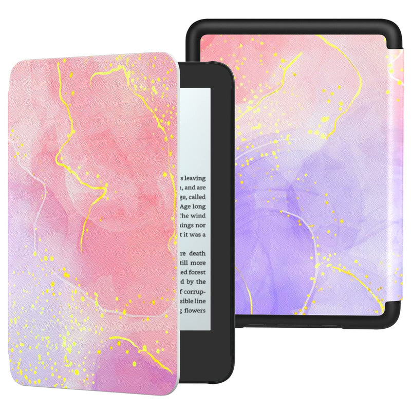  [AUSTRALIA] - MoKo Case Fits 6" All-New Kindle (11th Generation-2022 Release), Lightweight Shell Cover with Auto Wake/Sleep for Kindle 2022 11th Gen e-Reader, Flowing Purple/Pink