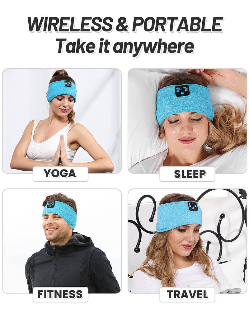  [AUSTRALIA] - Headband Headphones, Perytong Sleep Headphones Bluetooth Sleeping Headband Wireless Sleeping Headphones Sleep Headband,Soft Headphone Headband for Side Sleepers,Sleeping Gifts for Men Women LightBlue