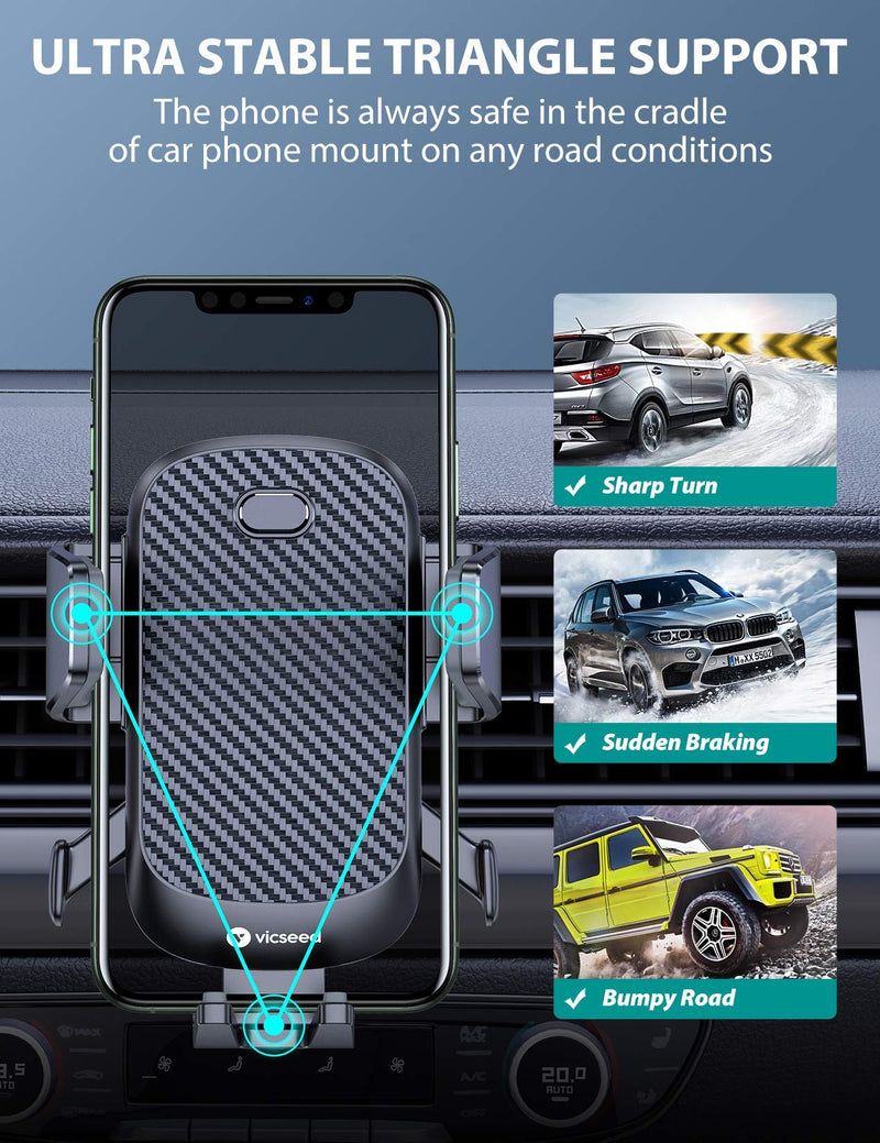  [AUSTRALIA] - VICSEED Military-Grade Sturdy Phone Mount for Car, Upgraded Anti Shake CD Slot & Air Vent Thick Case Friendly Car Phone Holder Mount Fit for iPhone 14 13 All Phones - Black