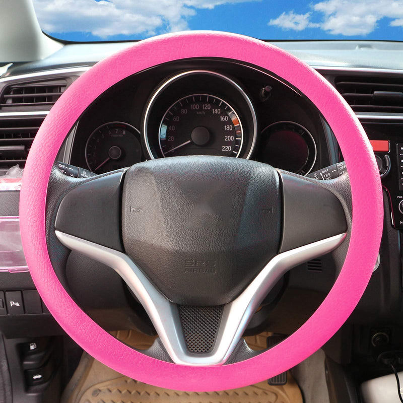  [AUSTRALIA] - King Company Soft Silicone Car Steering Wheel Cover Non-Slip Car Decoration Steering Wheel Cover (Pink) Pink