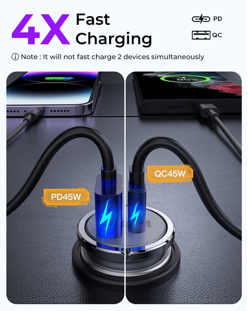  [AUSTRALIA] - USB C Car Charger, [PD45W & QC45W] Dual Fast Ports Fast Charge Car Charger [All Metal & Mini] Cigarette Lighter Adapter for iPhone 14/13/12 Pro Max Samsung S22/21 Note20/10 Google Pixel, iPad Pro B-Gray