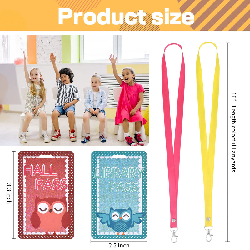  [AUSTRALIA] - 8 Pieces Classroom Hall Passes Lanyards Durable Hall, Bathroom, Library, Office & Nurse Laminated Placards for School Teachers (owl) owl