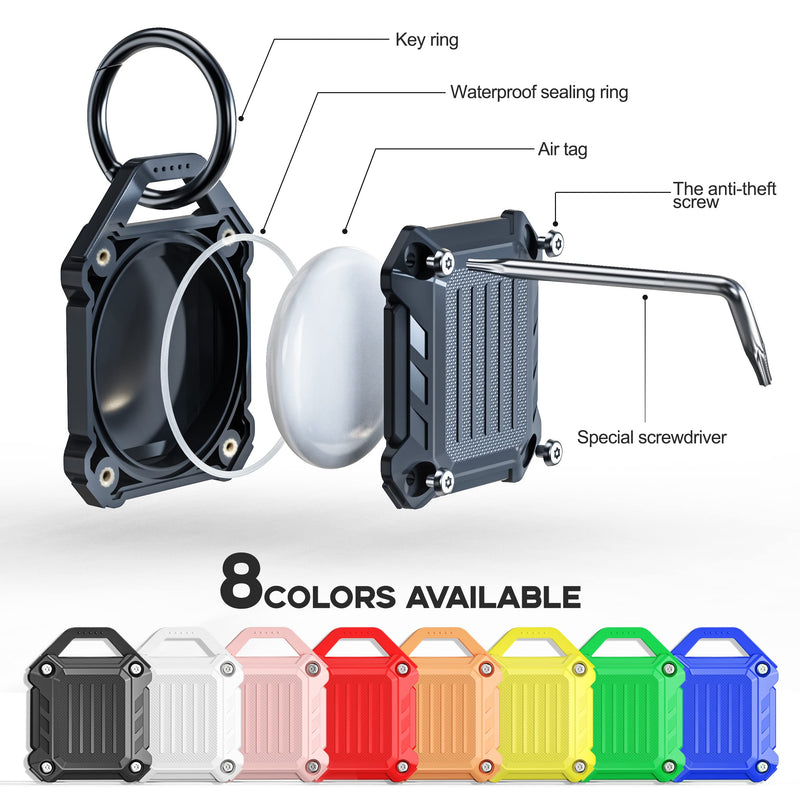  [AUSTRALIA] - Dovick- Waterproof Airtag Keychain Holder Case,Screw Full Cover Compatible with Apple Air Tag Tracker Key Ring 2 Pack (Blue & Green) P2-Blue&Green