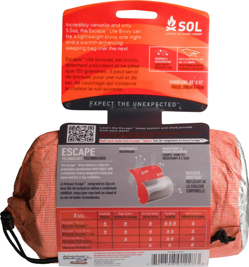  [AUSTRALIA] - S.O.L. Survive Outdoors Longer S.O.L. 70% Reflective Escape Lite Emergency Bivvy