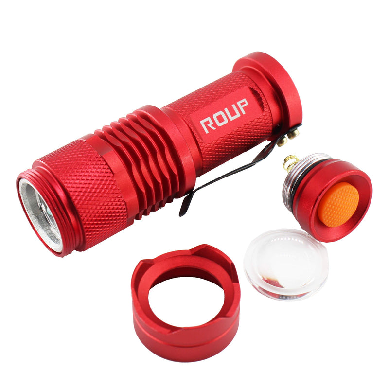 ROUP 2 Pack YP-100 Red Light LED Flashlight, Zoomable, Water Resistant, 3 Light Modes, Adjustable Focus Light for Camping, Hiking, Hunting, Night Vision, Astronomy and Emergency (Red Shell) - LeoForward Australia