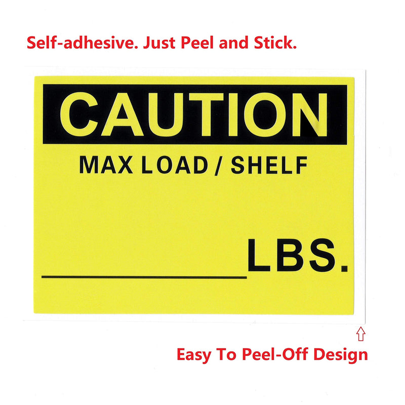  [AUSTRALIA] - 100 Pcs Pallet Rack Capacity Label, 3×4″ (76.2×101.6mm) Caution MAX Load/Shelf LBS, Cross Beam Safety Bright Warning Self-Adhesive PVC Sticker, 0.004″ (0.1mm) Smooth, British Unit, Style B Pack of 100 Pcs