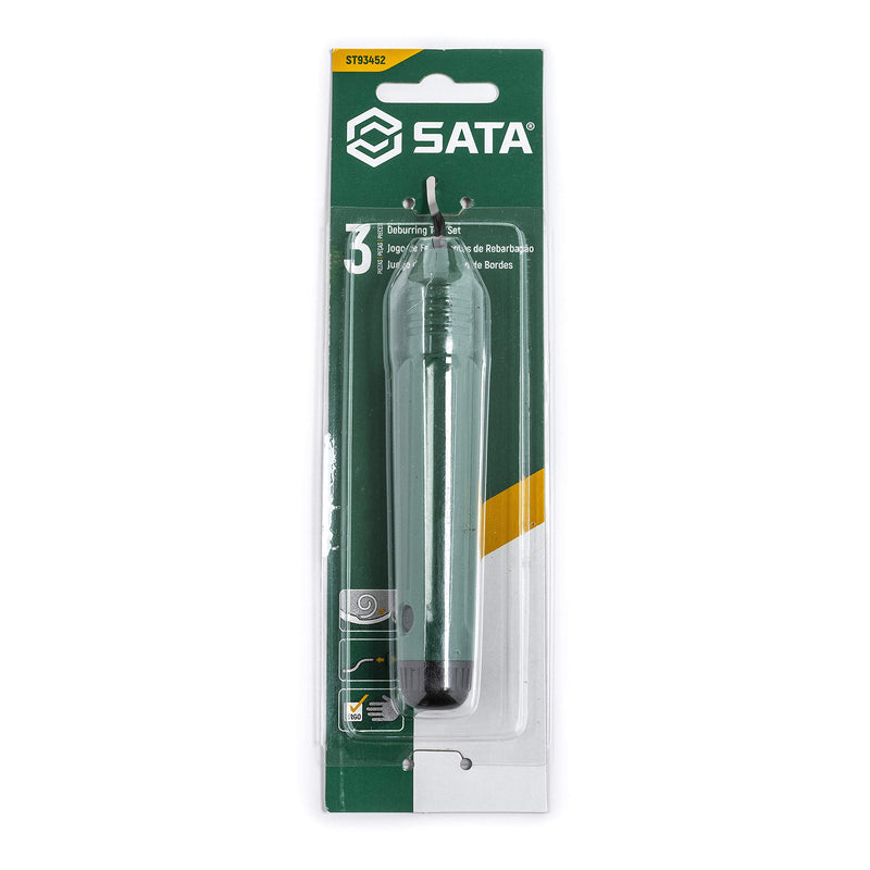 SATA 3-Piece Deburring Set with Standard and Heavy-Duty Blades, Spring-Loaded Release Cap and Ergonomic Green Handle - ST93452 - LeoForward Australia