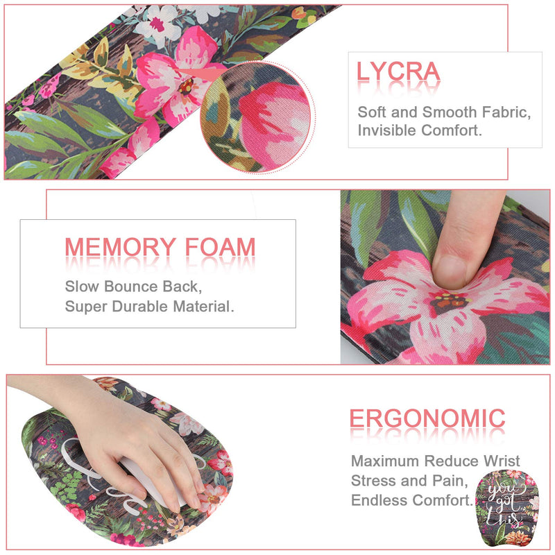 Anyshock Keyboard Wrist Rest Set and Ergonomic Mouse Pad with Wrist Support Memory Foam Filled Non Slip Durable Comfortable Lightweight Wrist Pad for Easy Typing & Pain Relief (Floral Wreath) Floral Wreath - LeoForward Australia