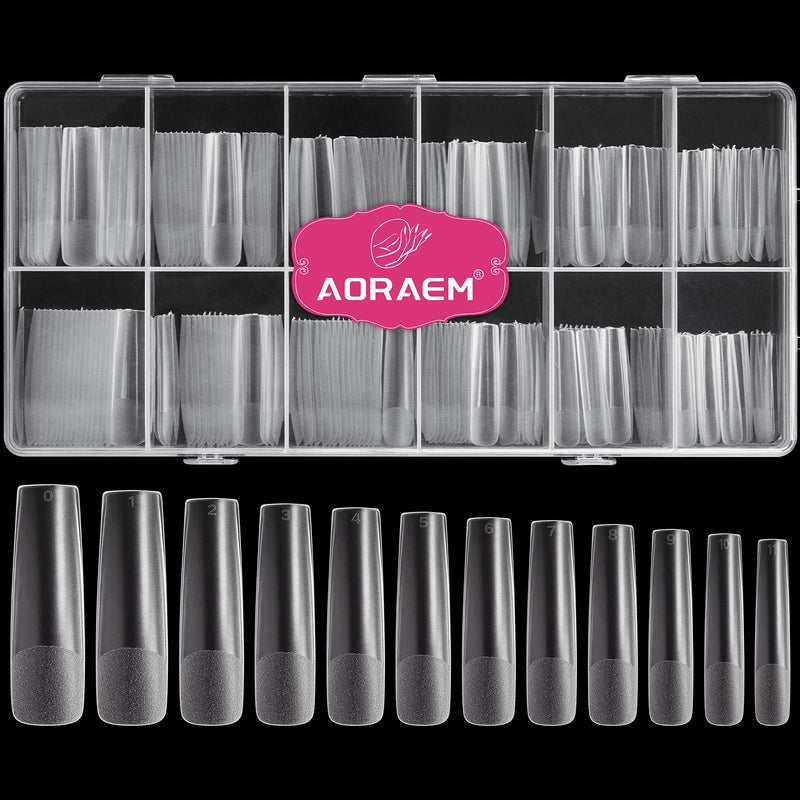  [AUSTRALIA] - AORAEM XXL Square Clear Fake Nails, 240PCS 4.5cm Long Straight Tapered Nails Half Matte Design Extra Long Acrylic Nail Tips with Case for Home DIY Nail Salons