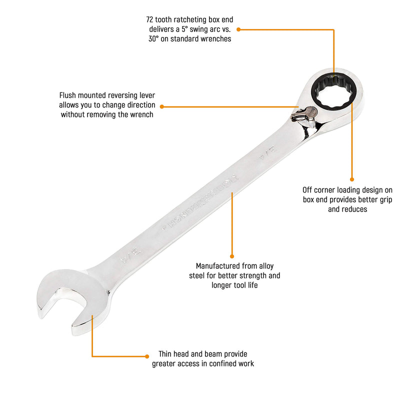 GEARWRENCH 12 Pt. Reversible Ratcheting Combination Wrench, 15/16" - 9539N 15/16" - LeoForward Australia