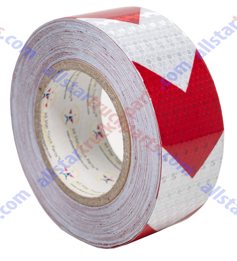  [AUSTRALIA] - [ALL STAR TRUCK PARTS] Red Arrow Reflective Tape, 2" Hazard Warning Tape Waterproof - High Intensity Reflector Conspicuity Safety Tape Strong Adhesive Crystal Lattice Red White Arrow (2 IN x 30 FT) 2 IN x 30 FT