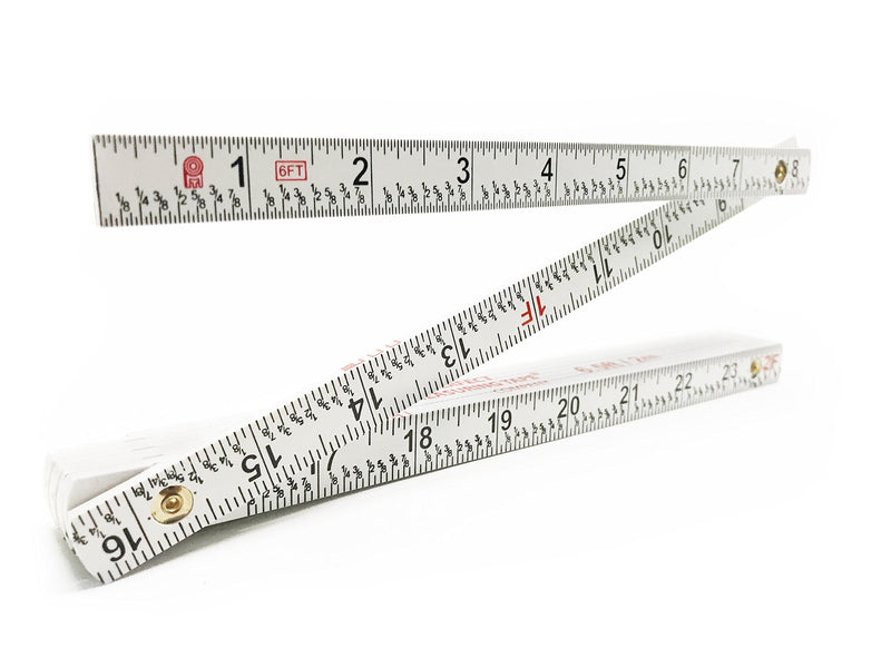  [AUSTRALIA] - PERFECT MEASURING TAPE Co. FR-72 Carpenter's Folding Rule Lightweight Composite Construction Ruler with Easy-Read Inch Fractions - 6.5ft / 2m