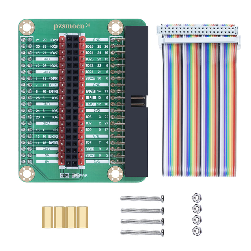  [AUSTRALIA] - Pzsmocn IO Expansion Board Compatible with Raspberry Pi 3, Pi 4 and Pi 400. with 40 Pin Contrast Silk Screen, BCM Encoding Information, WiringPi Encoding Information and Color GPIO 40 Pin Cable.