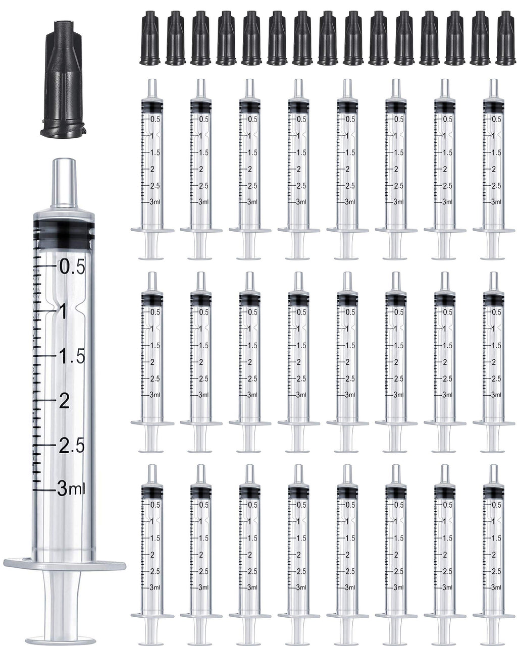  [AUSTRALIA] - 50 Pack 3ML Plastic Syringe Luer Slip with Cap, Great for Measuring, Refilling Watering and Pets Feeding, Non-Sterile (3ML)
