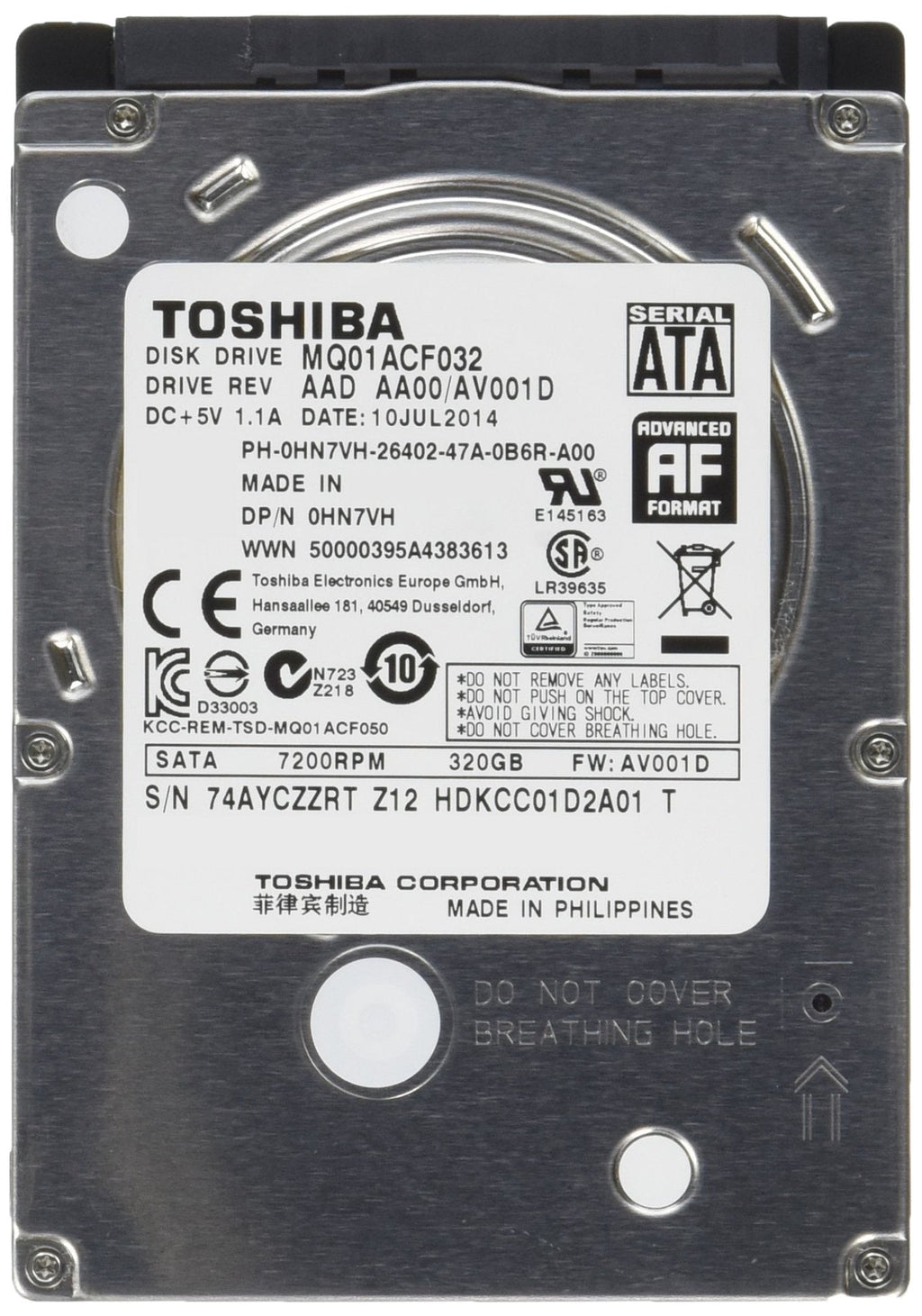  [AUSTRALIA] - Toshiba MQ01ACF032 320 GB 2.5" Internal Hard Drive