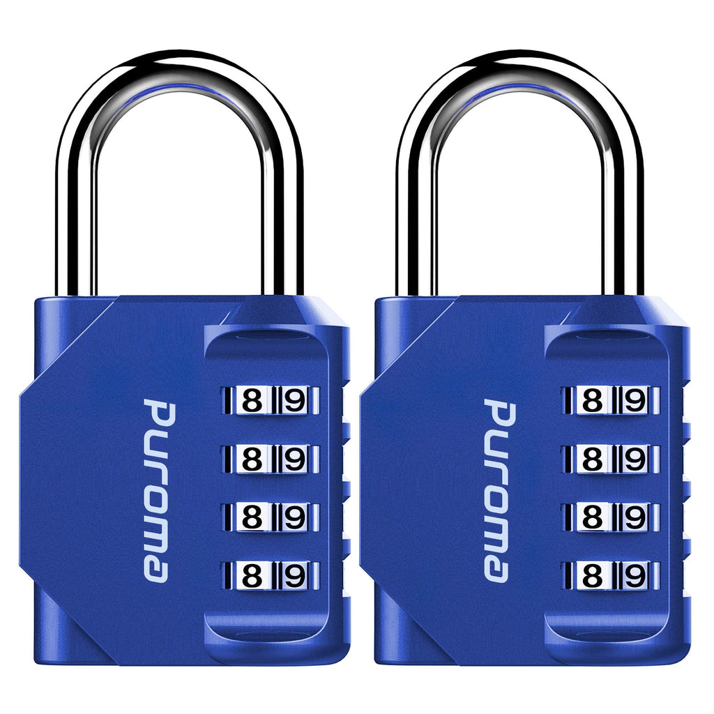  [AUSTRALIA] - Puroma 2 Pack Combination Lock 4 Digit Outdoor Waterproof Padlock for School Gym Locker, Sports Locker, Fence, Toolbox, Gate, Case, Hasp Storage (Blue) Blue