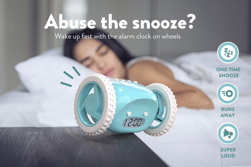  [AUSTRALIA] - Clocky Alarm Clock on Wheels (Original) | Extra Loud for Heavy Sleeper (Adult or Kid Bed-Room Robot Clockie) Funny, Rolling, Run-Away, Moving, Jumping (Pink) Pink