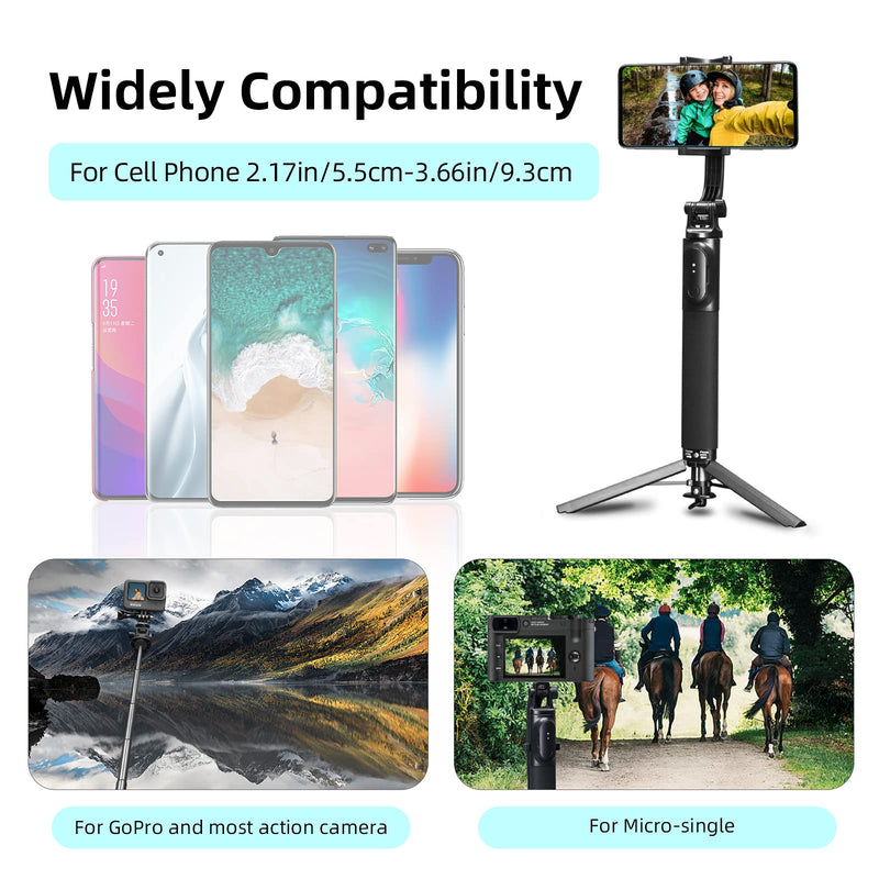  [AUSTRALIA] - AFAITH 44.5" Selfie Stick Tripod, 360° Rotary Aluminum Alloy Extendable Pole Stand Handle with Bluetooth Wireless Remote for iPhone 14/13/12/11 Pro/XS Max/XS/XR/X/8/7, Samsung, Smartphone, GoPro11