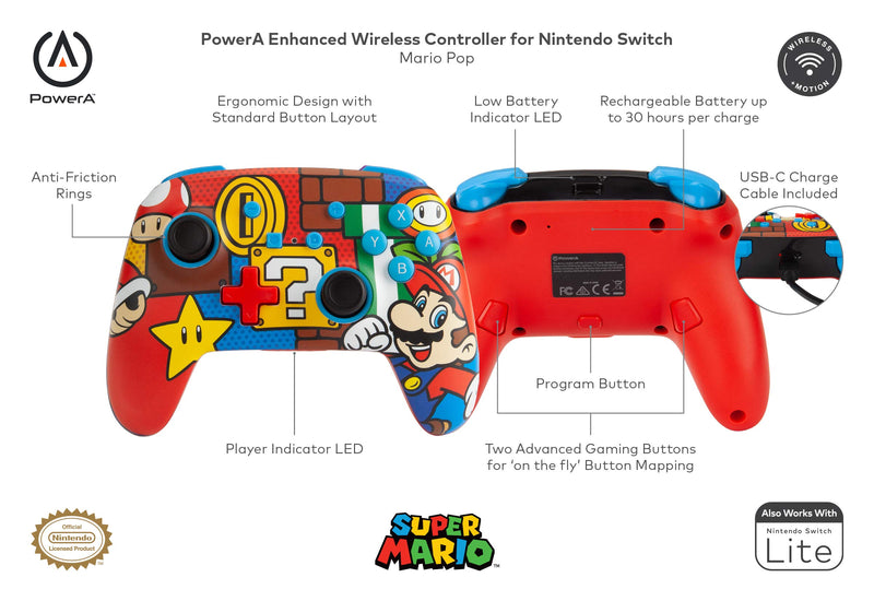  [AUSTRALIA] - PowerA Enhanced Wireless Controller for Nintendo Switch - Mario Pop (Only at Amazon) Mario Pop (only at Amazon.com)