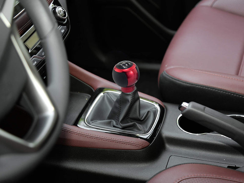  [AUSTRALIA] - Thruifo 5 Speed Gear Car Shifter Head, Leather & Aluminum Automatic Manual Stick Shift Knob Fit Most MT Vehicles, Red
