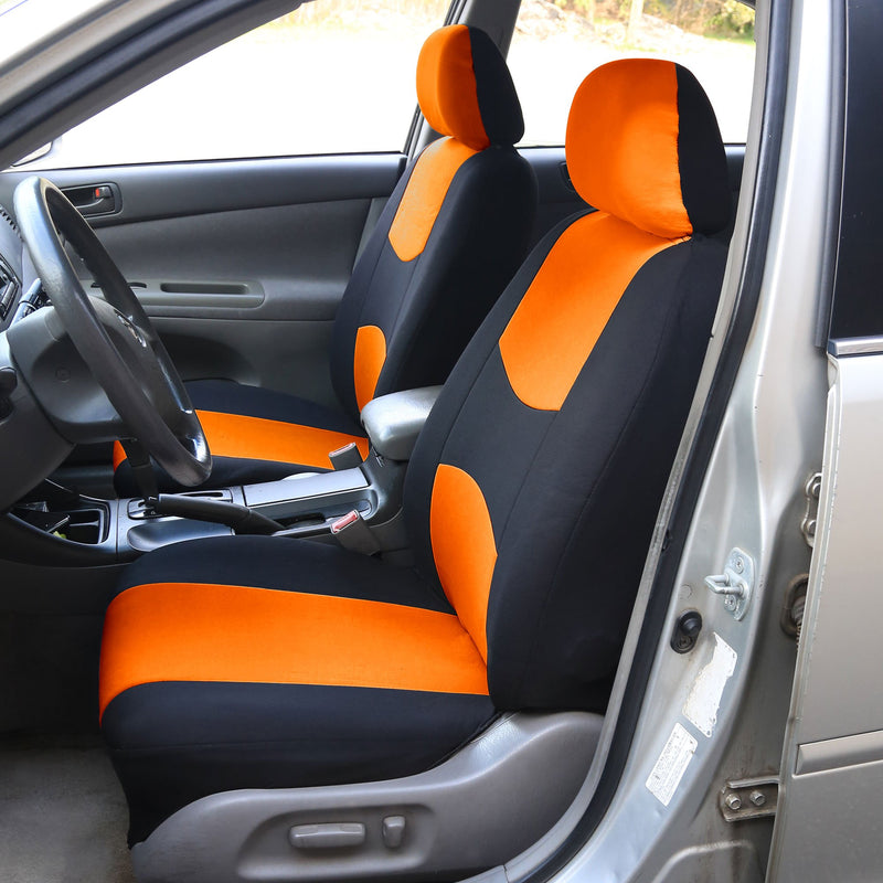  [AUSTRALIA] - FH Group Universal Fit Flat Cloth Pair Bucket Seat Cover, (Orange/Black) (FH-FB050102, Fit Most Car, Truck, Suv, or Van) Orange/Black