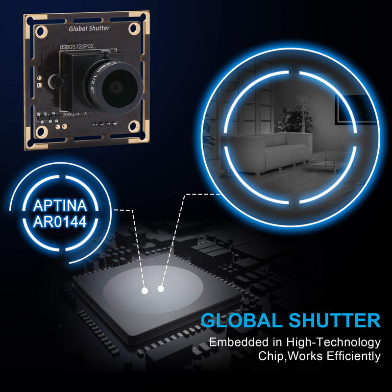  [AUSTRALIA] - Global Shutter USB Camera Module,1MP 60FPS Monochrome USB Webcam Mini Camera Module,Tiny USB Cameras High Speed OTG UVC Linux USB2.0 720P Mini Camera,USB with Cameras for Windows/Android/Mac OS 3.6mm lens Brown