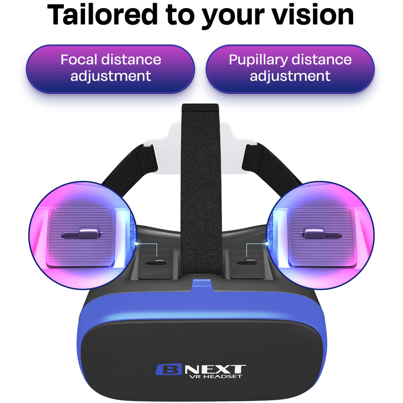  [AUSTRALIA] - VR Headset Compatible with iPhone & Android Phone - Universal Virtual Reality Goggles - Play Your Best Mobile Games 360 Movies with Soft & Comfortable New 3D VR Glasses | Blue | w/ Eye Protection